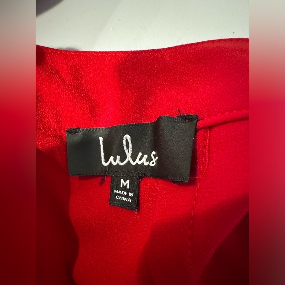 Lulus High Waisted Wide Leg Red Pants, Size M - Picture 8 of 10